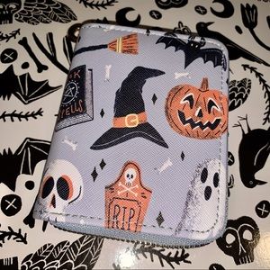 Halloween Witch Skull Bat Ghost Small Wallet NWT